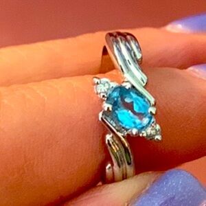 Sterling Silver with Blue/White Topaz Ring